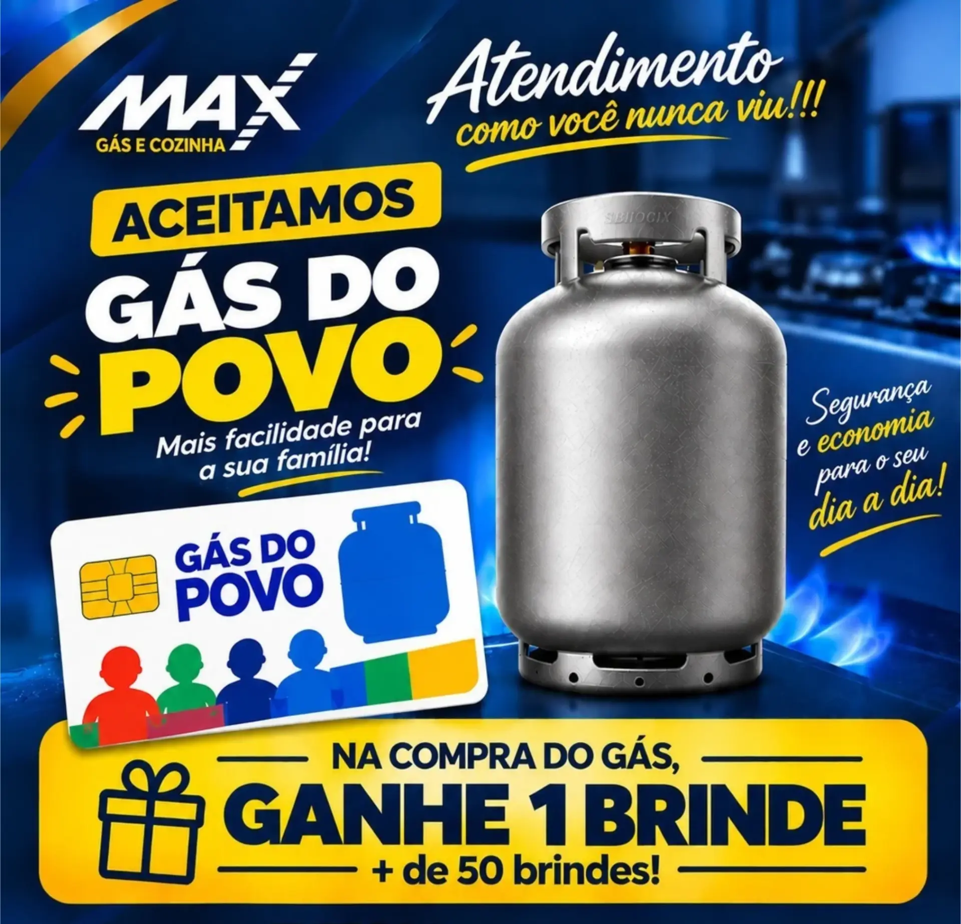 Aceitamos Cartão Gás do Povo e na compra do gás ganhe 1 brinde